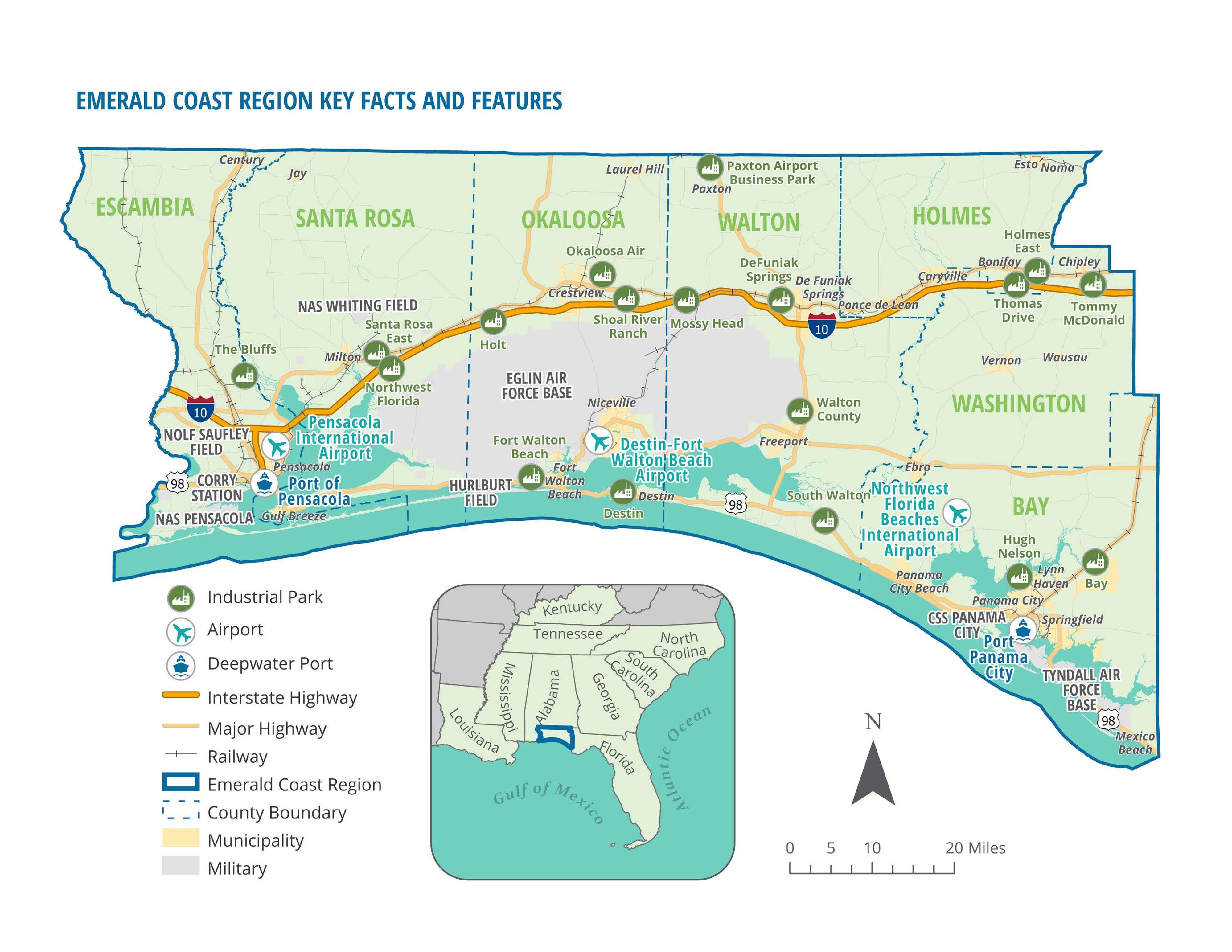 Emerald Coast, Florida Region Key Facts and Figures 2020